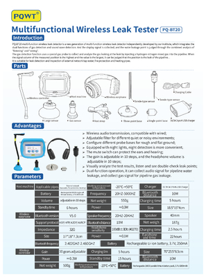 Ligne de flottaison acoustique souterraine de la détection de fuite de gaz PQ BT20 détection de fuite